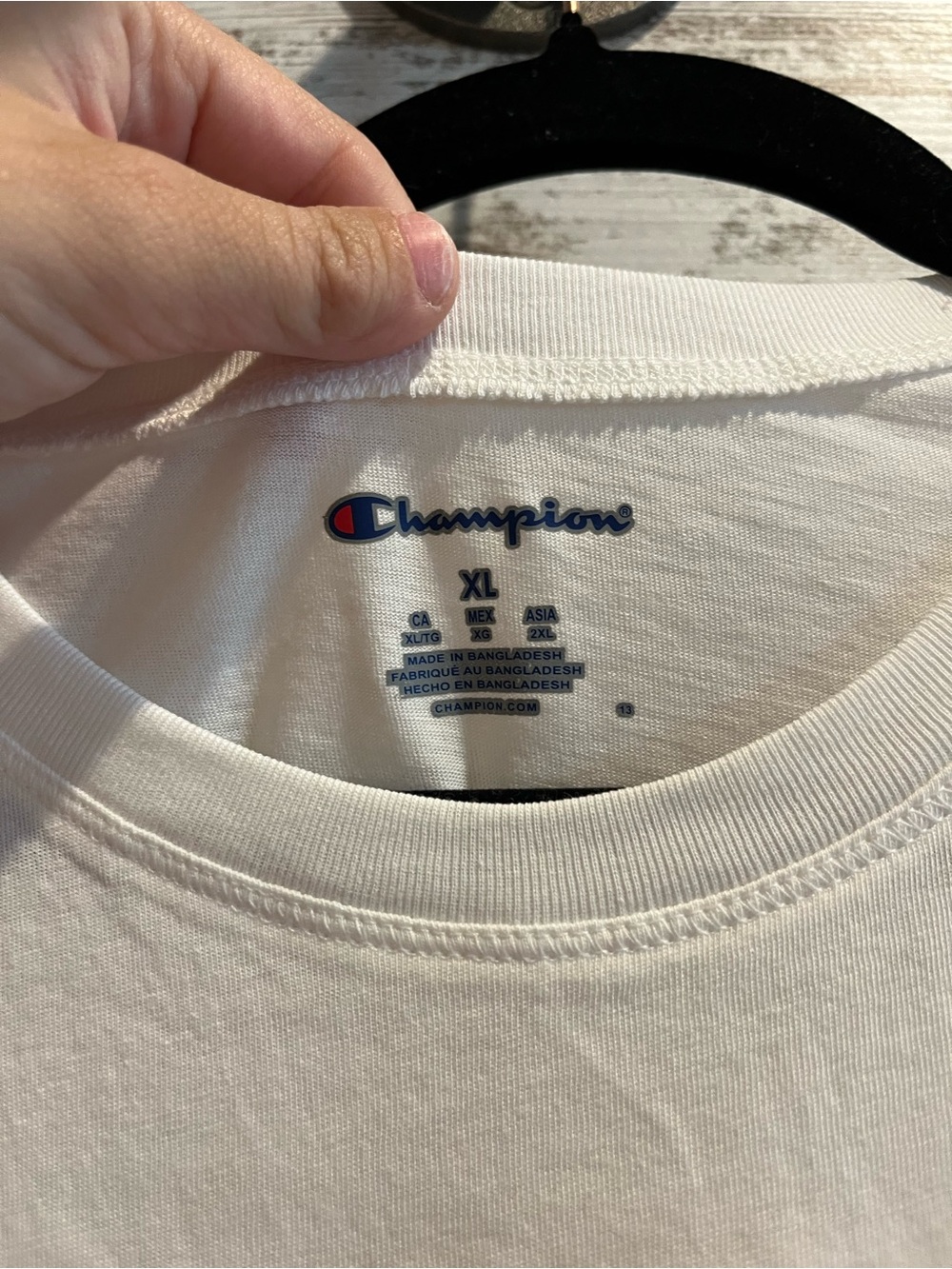Champion White Short Sleeve 'Mocs' Graphic Tee with Yellow & Navy Crest - Picture 2 of 2